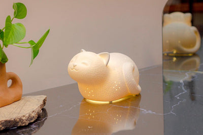 Porcelain Lamp - Happy Cat
