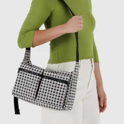 Medium Cargo Crossbody - Black & White Gingham