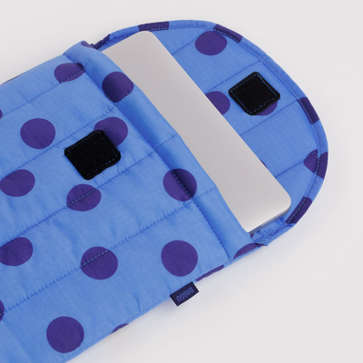 Puffy Laptop Sleeve 13"/14" - Blue Polka Dot