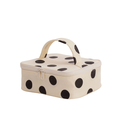 Small Cosmetic Case - Cream and Black Polka Dot
