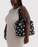 Everyday Cloud Bag - Black and Cream Polka Dot