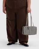 Nylon Bowler Bag - Black and Cream Gingham