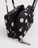 Nylon Bowler Bag - Black and Cream Polka Dot
