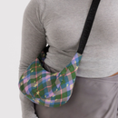 Small Nylon Crescent Bag - Green Star Plaid