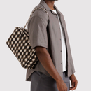 Medium Nylon Bowler Bag -  Blurred Gingham Brown
