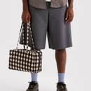 Medium Nylon Bowler Bag -  Blurred Gingham Brown