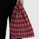 Pleated Baggu - Azalea Pink Tartan