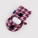 Puffy Earbuds Case - Pink Houndstooth