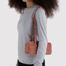 Small Nylon Bowler Bag - Tan Houndstooth