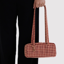 Small Nylon Bowler Bag - Tan Houndstooth
