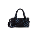 Small Nylon Duffle Bag - Black and Sky Blue Micro Dot