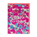 Neon Floral Pink and Blue Greeting Card