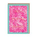 Scalloped Pink Peacock Greeting Card
