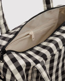 Nylon Duffle Bag - Black and Cream Gingham