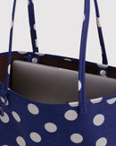 Medium Nylon Reversible Tote - Navy Polka Dot Mix